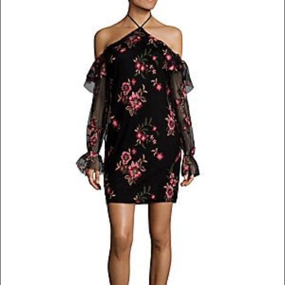 NWT Beautiful Black Embroidered Floral Dress LBD